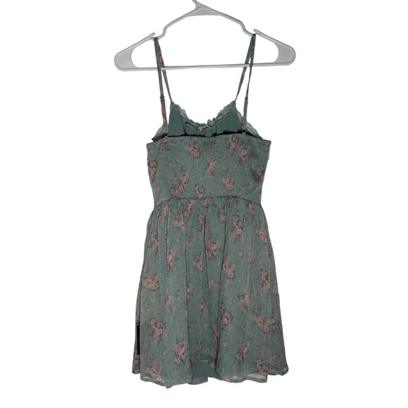 Lulus Flirty Dreamer Sage Floral Bustier Lace Ribbon Mini Dress Size Medium NWT - Picture 4 of 5